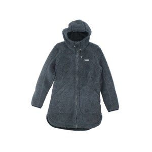 LL Bean Alloy Gray Mountain Pile Fleece Warm Cozy Hooded Coat Size S